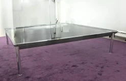 Couchtisch LC10-P Tischplatte Klarglas Gestell Stahl verchromt