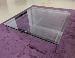 Couchtisch LC10-P Tischplatte Klarglas Gestell Stahl verchromt