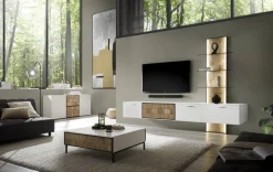 Couchtisch Legno Bianco KS24 Noto Lack Bianco Weiß Matt Absetzung Eiche Massiv Schindeloptik