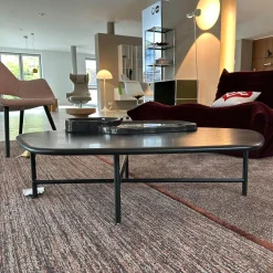 Couchtisch Lewa Platte Esche Schwarz Auflage Keramik Ebenschwarz Füße Stahl Schwarz Lackiert