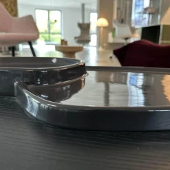 Couchtisch Lewa Platte Esche Schwarz Auflage Keramik Ebenschwarz Füße Stahl Schwarz Lackiert