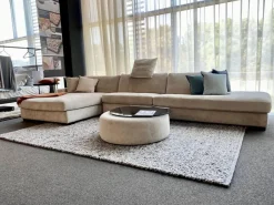 Couchtisch Luna Platte Glas Rauchig Dunkelgrau Gestell Stoff JAB 1-1336-071 Carson Beige