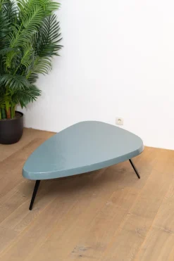 Couchtisch Mexique Platte Lack Petrol Blau Metallgestell Schwarz Lackiert