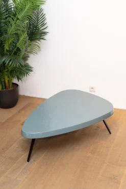 Couchtisch Mexique Platte Lack Petrol Blau Metallgestell Schwarz Lackiert