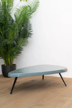 Couchtisch Mexique Platte Lack Petrol Blau Metallgestell Schwarz Lackiert