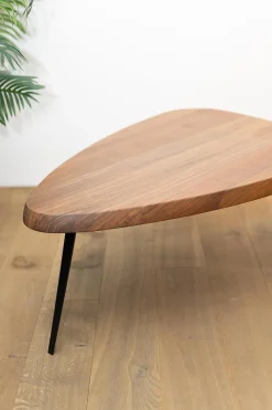 Couchtisch Mexique Platte Amerikanischer Nussbaum Metallgestell Schwarz Lackiert