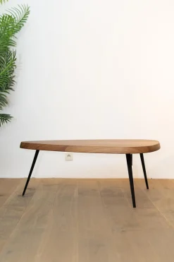 Couchtisch Mexique Platte Amerikanischer Nussbaum Metallgestell Schwarz Lackiert