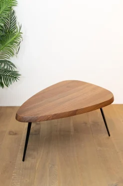 Couchtisch Mexique Platte Amerikanischer Nussbaum Metallgestell Schwarz Lackiert