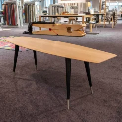 Couchtisch NA/AK Eiche Weiss Öl 2580-2504A Beine schwarz mit Stahlmantel