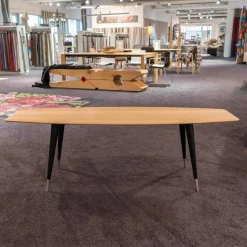 Couchtisch NA/AK Eiche Weiss Öl 2580-2504A Beine schwarz mit Stahlmantel