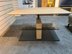 Couchtisch Naturwerke Platte Kerneiche Natur Massiv Bodenplatte Anthrazit Lackiert Höhenverstellbar