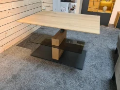 Couchtisch Naturwerke Platte Kerneiche Natur Massiv Bodenplatte Anthrazit Lackiert Höhenverstellbar