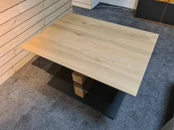 Couchtisch Naturwerke Platte Kerneiche Natur Massiv Bodenplatte Anthrazit Lackiert Höhenverstellbar