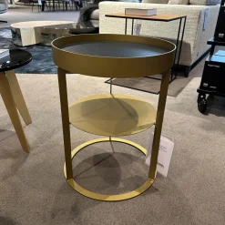 Couchtisch Night 1385 Platte MDF Lederbezogen 89001 Gestell Goldfarben Mit Zwischenablage