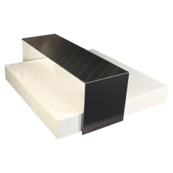 Couchtisch Note Niedrig Mit Rollen Lack Glänzend Weiß Und Brücke Aluminium Eloxiert