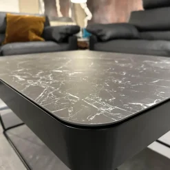 Couchtisch Prego Platte Keramik Matt Rock Schwarz Silber Korpus Lack Matt Tiefschwarz Gestell Schwarz Tiefmatt Pulverbeschichtet