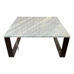 Couchtisch Primus Platte Gneis Bianco Romano Grau Gestell Dunkelbronze