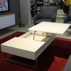 Couchtisch S1080 WSW Weiß RAL 9010 mit Verstellbarer Platte