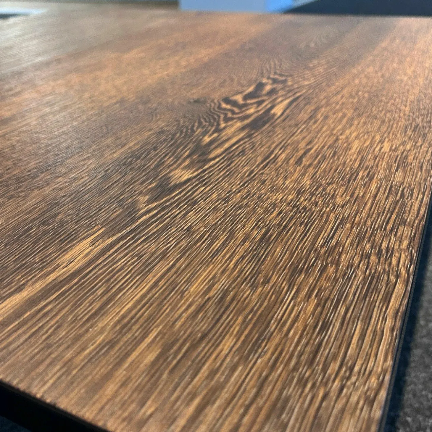 Couchtisch SC 54 Platte Eiche Geköhlt Gelaugt Gekalkt Gestell Tiefschwarz