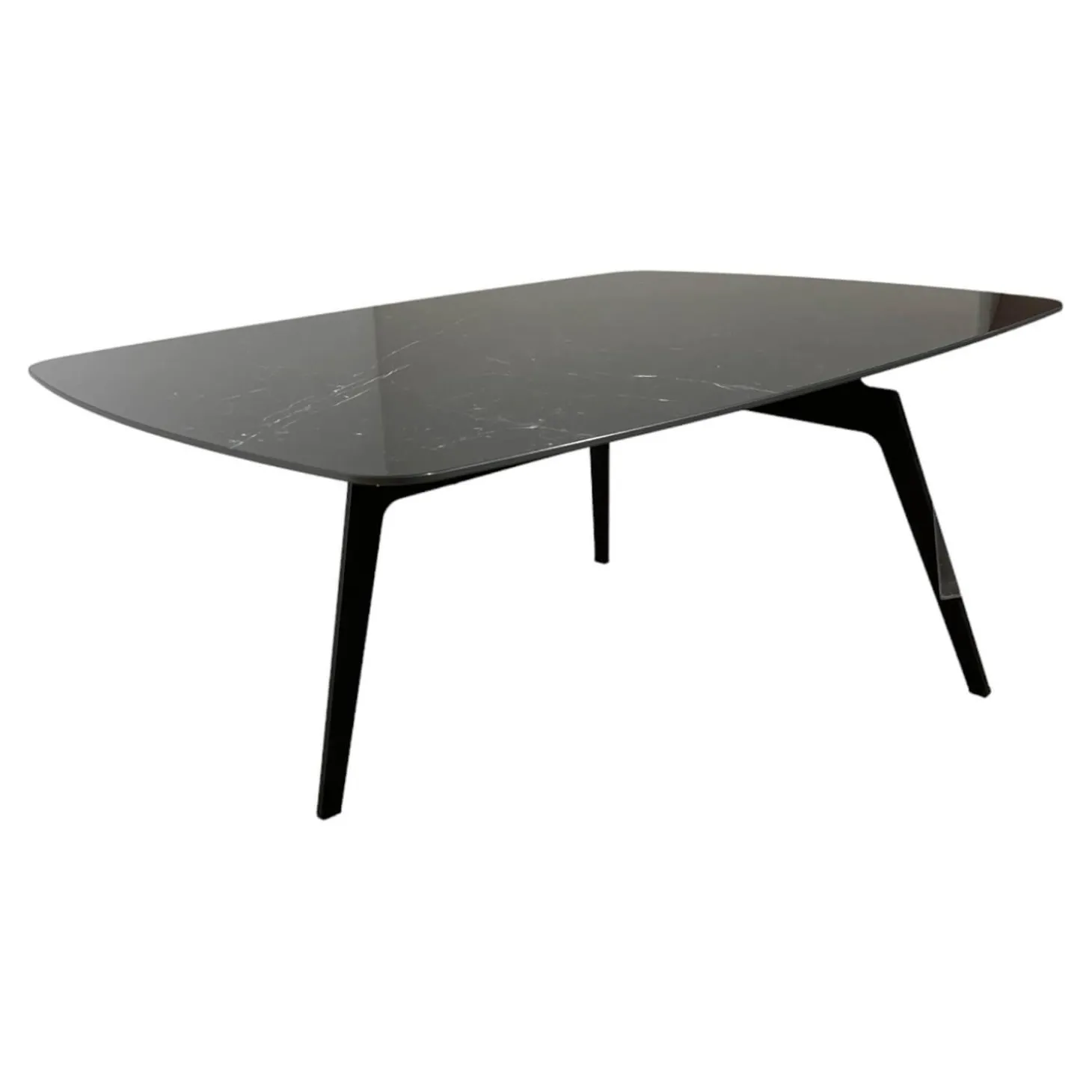 Couchtisch Susa Platte Keramik Nero Marquina Gestell Metall 3-Fuß Schwarz Pulverbeschichtet