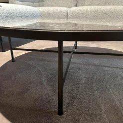 Couchtisch Symi Platte Marmor Rosso Levanto Rot Weiß Gestell Stahl Schwarz Pulverbeschichtet