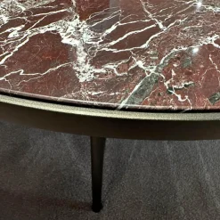 Couchtisch Symi Platte Marmor Rosso Levanto Rot Weiß Gestell Stahl Schwarz Pulverbeschichtet