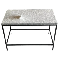Couchtisch Tray Tischplatte Granit Dunkel Gestell Metall Schwarz Pulverbeschichtet