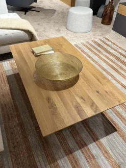 Couchtisch Tucson Platte Wildeiche Massiv Geölt Bodenplatte Metall Schwarz