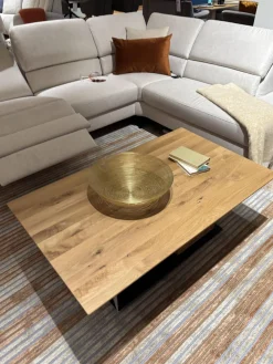 Couchtisch Tucson Platte Wildeiche Massiv Geölt Bodenplatte Metall Schwarz