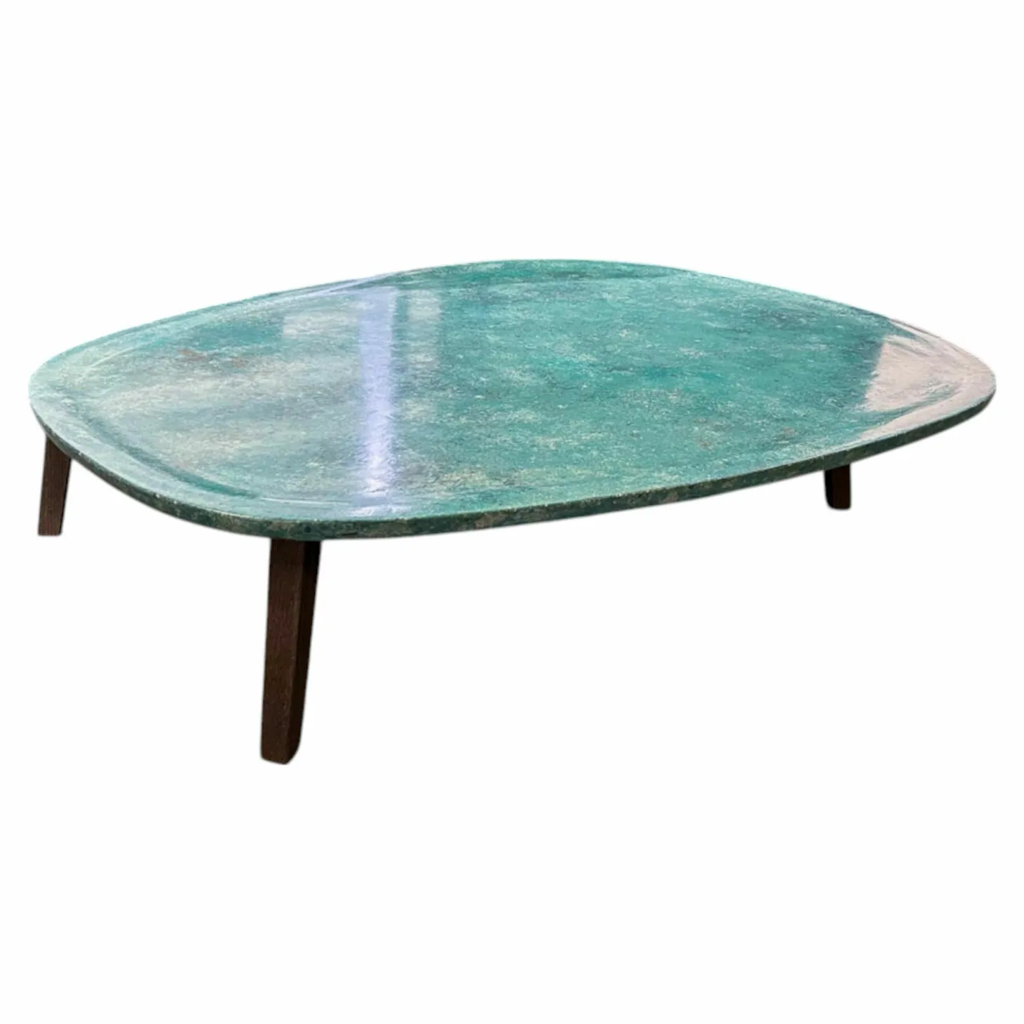Couchtisch Vietri Tischplatte Marmor Türkis Gestell Esche Gefärbt Nussbaumfarbig