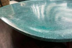 Couchtisch Vietri Tischplatte Marmor Türkis Gestell Esche Gefärbt Nussbaumfarbig