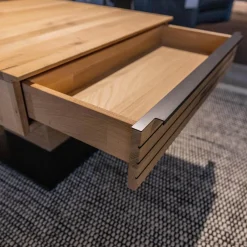 Couchtisch WK 490 Baristo Asteiche Bianco Rillenoptik Mit Liftfunktion Und Schubkästen