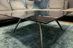 Couchtisch Zefiro Platte Marmor Nero Marquina Poliert Schwarz Gestell Metall Satiniert Schwarz