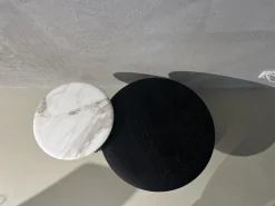 Couchtischset BC09 Tischplatte Eiche Schwarz Gebeizt Und Maramor Calacatta Veneto Weiß Beige Mit Kieselkante Gestell Aluminium Elioxiert Bronze Schwarz