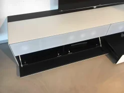 Dolby Surround Lowboard Ameno Glas Matt Weiß mit 2 Hängeelementen