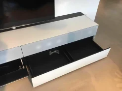 Dolby Surround Lowboard Ameno Glas Matt Weiß mit 2 Hängeelementen