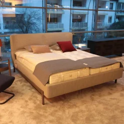 Doppelbett Fulham Fle 18a Stoff Wear WF 184 Grau Gestell Gebeiztes Kernholz Eiche Graphit Grau Ohne Matratze Ohne Lattenrost