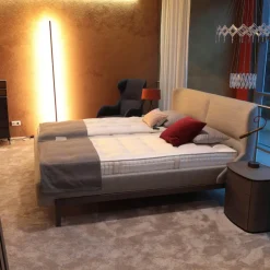 Doppelbett Fulham Fle 18a Stoff Wear WF 184 Grau Gestell Gebeiztes Kernholz Eiche Graphit Grau Ohne Matratze Ohne Lattenrost