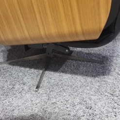 Drehsessel Aberdeen Leder 30 Nero Schwarz Holzblende Eiche Natur Sternfuß Edelstahl Mit 3 Motorischer Verstellung