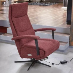 Drehsessel Beppo Stoff Lugo 31 Marsala Rot Armlehne Metall Schwarz Kreuzfuß Metall Schwarz