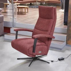 Drehsessel Beppo Stoff Lugo 31 Marsala Rot Armlehne Metall Schwarz Kreuzfuß Metall Schwarz