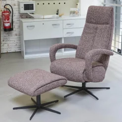Drehsessel Boss Mit Hocker Stoff Oasis 205 Cabarnet Kreuzdrehfuß Metall Schwarz