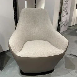 Drehsessel Cantate 682 101 Innen Stoff Divina Melange 2 220 Grau Außen Leder Ceras Brindle 2110 Beige