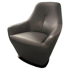 Drehsessel Cantate 682 101 Leder Senso 3906 Ombra Anthrazit Stahlfuß Epoxy Nut Schwarz Mit Memospindel