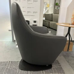 Drehsessel Cantate 682 101 Leder Senso 3906 Ombra Anthrazit Stahlfuß Epoxy Nut Schwarz Mit Memospindel