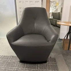 Drehsessel Cantate 682 101 Leder Senso 3906 Ombra Anthrazit Stahlfuß Epoxy Nut Schwarz Mit Memospindel