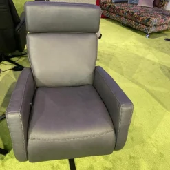 Drehsessel EM Salo Leder Levita Anthrazit Sternfußgestell Schwarz Matt Lackiert