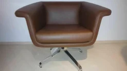 Drehsessel Falcon Leder 1 Kastanie Braun Gestell Verchromt