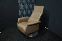 Drehsessel Madrid Leder Avantgard Trüffel mit Relaxfunktion und Hochklappbarem Rücken