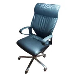 Drehsessel Modus 284 81 Leder 74 Schwarz 99 Gestell Aluminium Poliert Mit Rollen